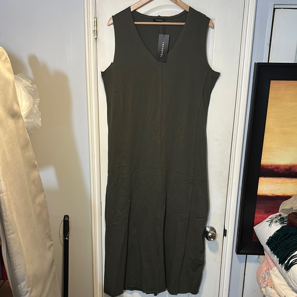 Women's Trendyol Sleeveless Olive Dress Size XL NWT